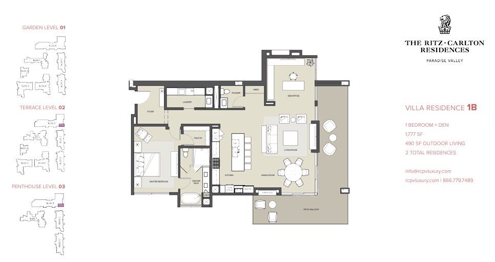 2D floor plan layout for the Residence 1B by Five Star Development in The Ritz-Carlton Residences Paradise Valley, Paradise Valley, AZ (Image 1). 2D floor plan layout for the Residence 1B by Five Star Development in The Ritz-Carlton Residences Paradise Valley, Paradise Valley, AZ (Image 1).