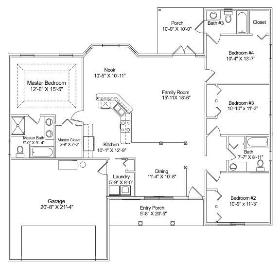 2D floor plan layout for the The Christianna by NORFLEET HOMES in Countryway Town Square, Newberry, FL (Image 1). 2D floor plan layout for the The Christianna by NORFLEET HOMES in Countryway Town Square, Newberry, FL (Image 1).