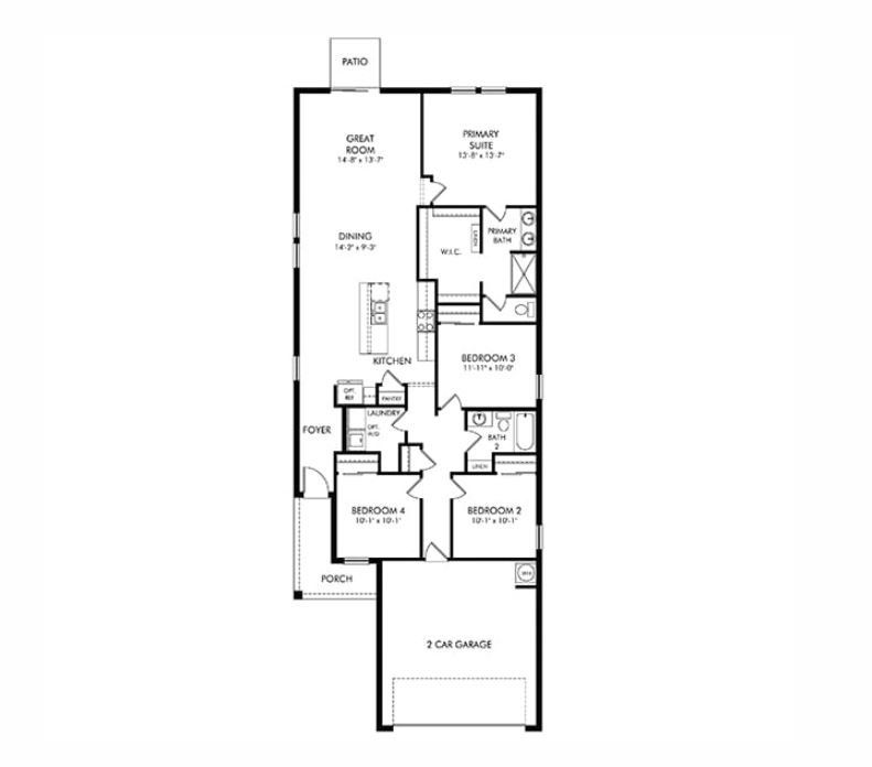 2D floor plan layout of this home in The Grove at Stuart Crossing - Premier Series, Bartow, FL (Image 1).