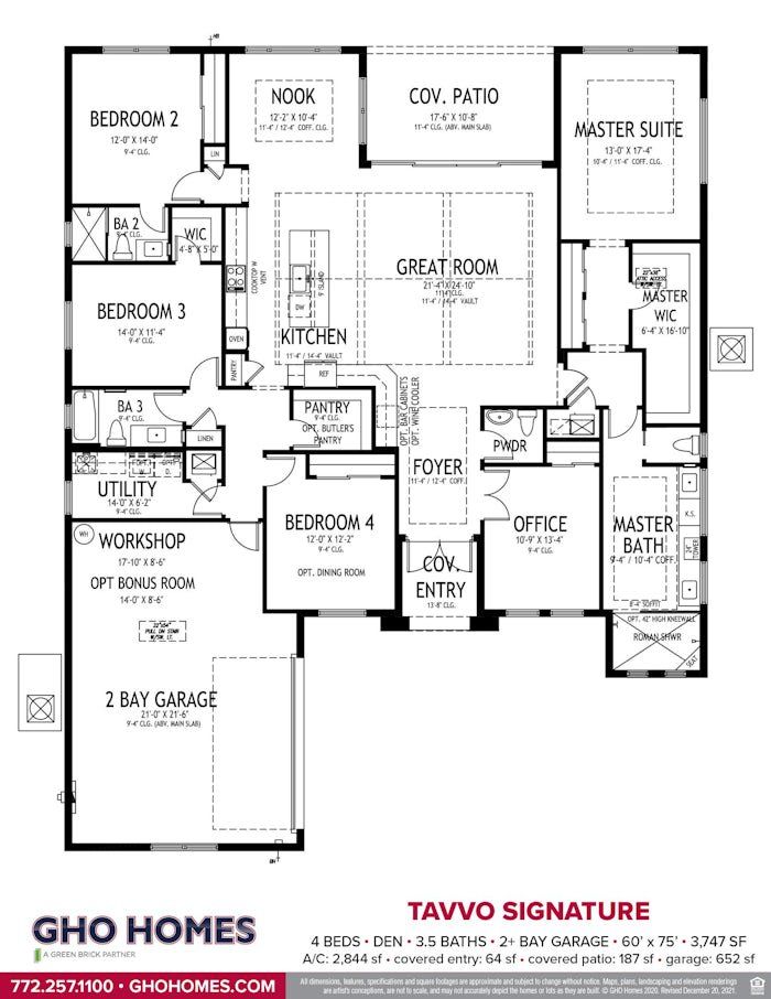 2D floor plan layout of this home in Bent Pine Preserve, Vero Beach, FL (Image 1).