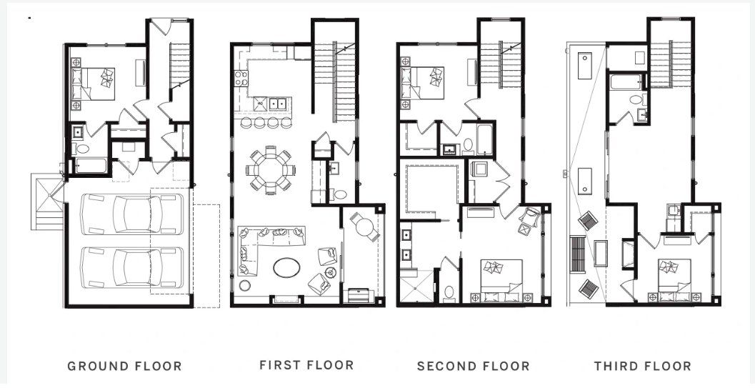 2D floor plan layout for the Townhome B by Live Oak Realty Investment in Freedom Townhomes, Atlanta, GA (Image 1). 2D floor plan layout for the Townhome B by Live Oak Realty Investment in Freedom Townhomes, Atlanta, GA (Image 1).