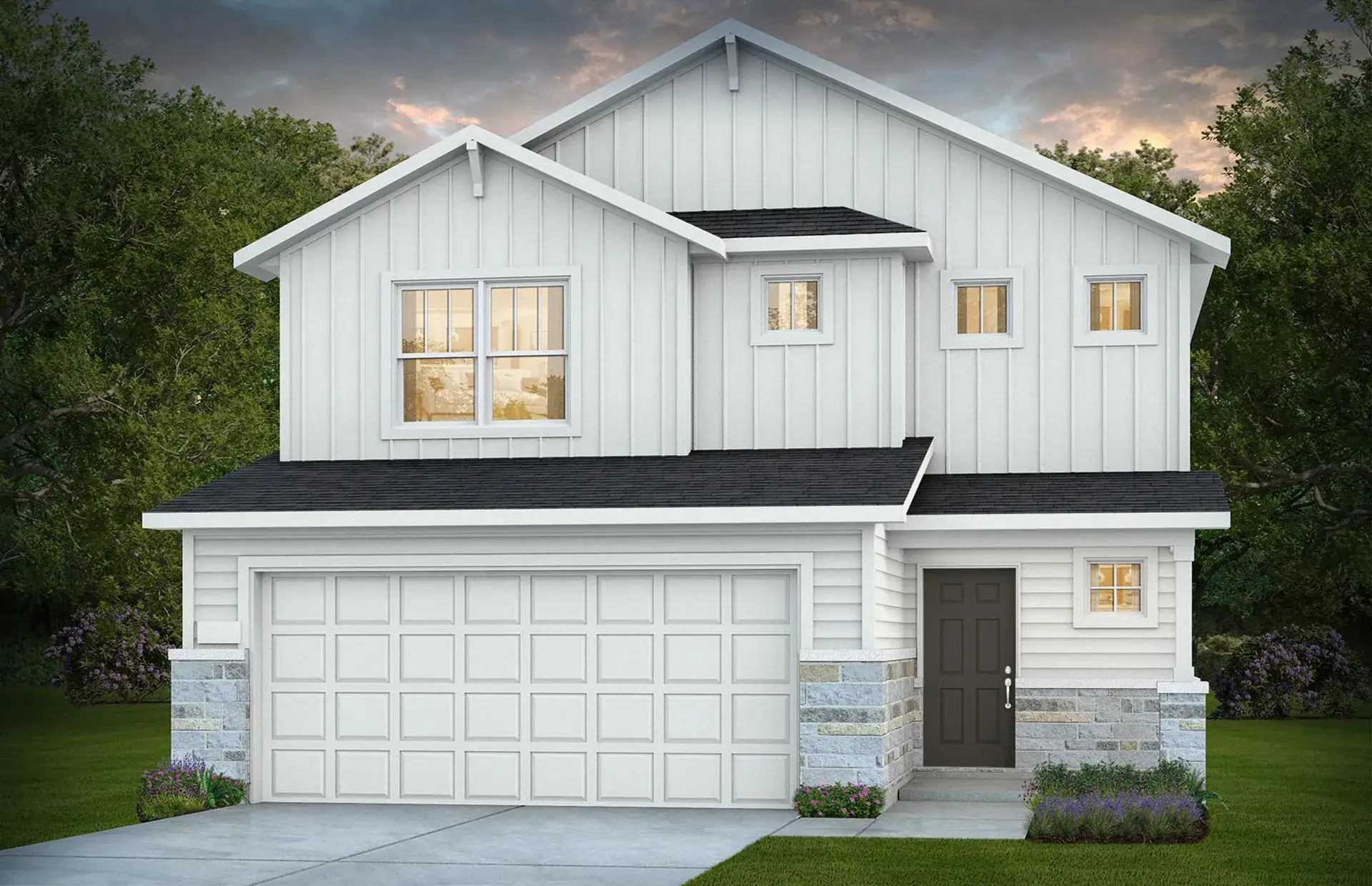Front exterior of a new home in Montgomery Bend, Montgomery, TX, highlighting curb appeal (Image 1). Front exterior of a new home in Montgomery Bend, Montgomery, TX, highlighting curb appeal (Image 1).
