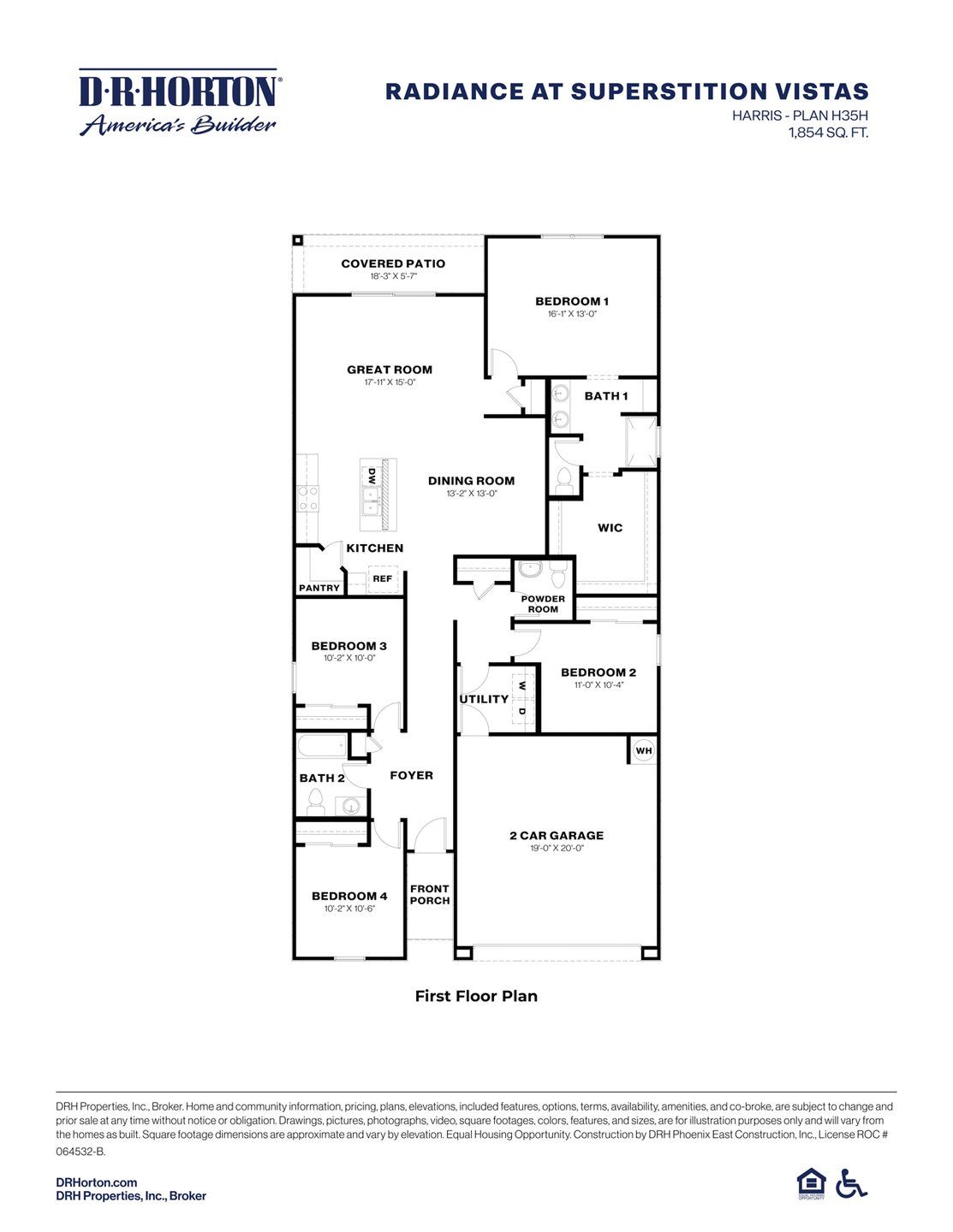 2D floor plan layout for the Harris by D.R. Horton in Radiance at Superstition Vistas, Apache Junction, AZ (Image 1). 2D floor plan layout for the Harris by D.R. Horton in Radiance at Superstition Vistas, Apache Junction, AZ (Image 1).