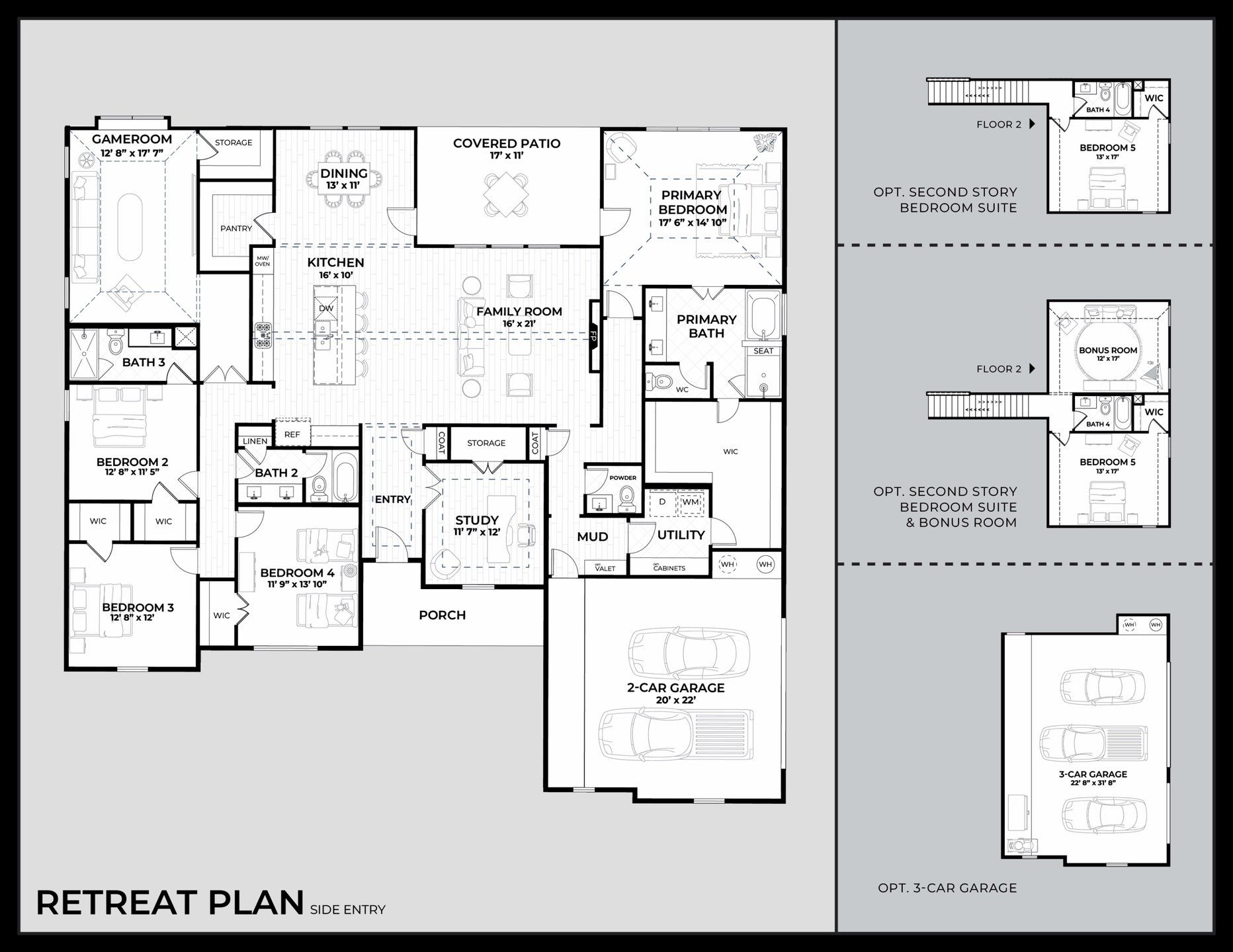 2D floor plan layout for the Retreat by Dunhill Homes in Calhoun Acres, Azle, TX (Image 1). 2D floor plan layout for the Retreat by Dunhill Homes in Calhoun Acres, Azle, TX (Image 1).