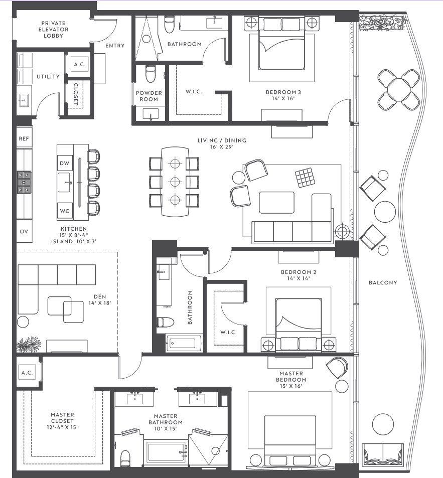 2D floor plan layout for the Model 02 by Related Group in Casamar, Pompano Beach, FL (Image 1).