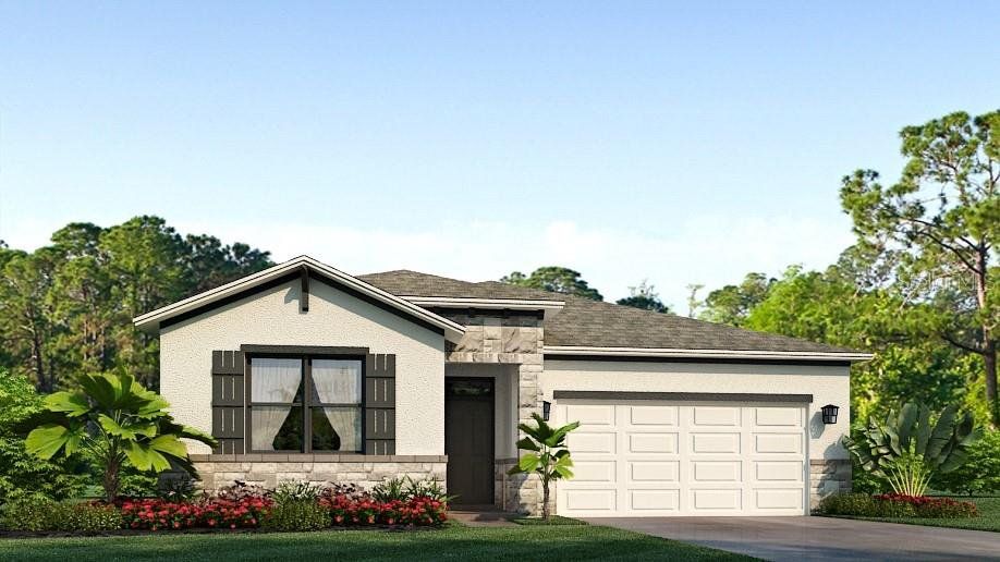 Front exterior of a new home in Abbott Park, Zephyrhills, FL, highlighting curb appeal (Image 1). Front exterior of a new home in Abbott Park, Zephyrhills, FL, highlighting curb appeal (Image 1).