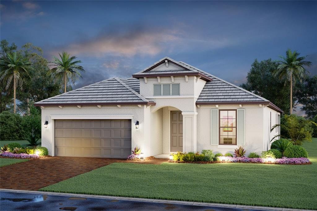 Front exterior of a new home in Cassata Lakes, Nokomis, FL, highlighting curb appeal (Image 1). Front exterior of a new home in Cassata Lakes, Nokomis, FL, highlighting curb appeal (Image 1).