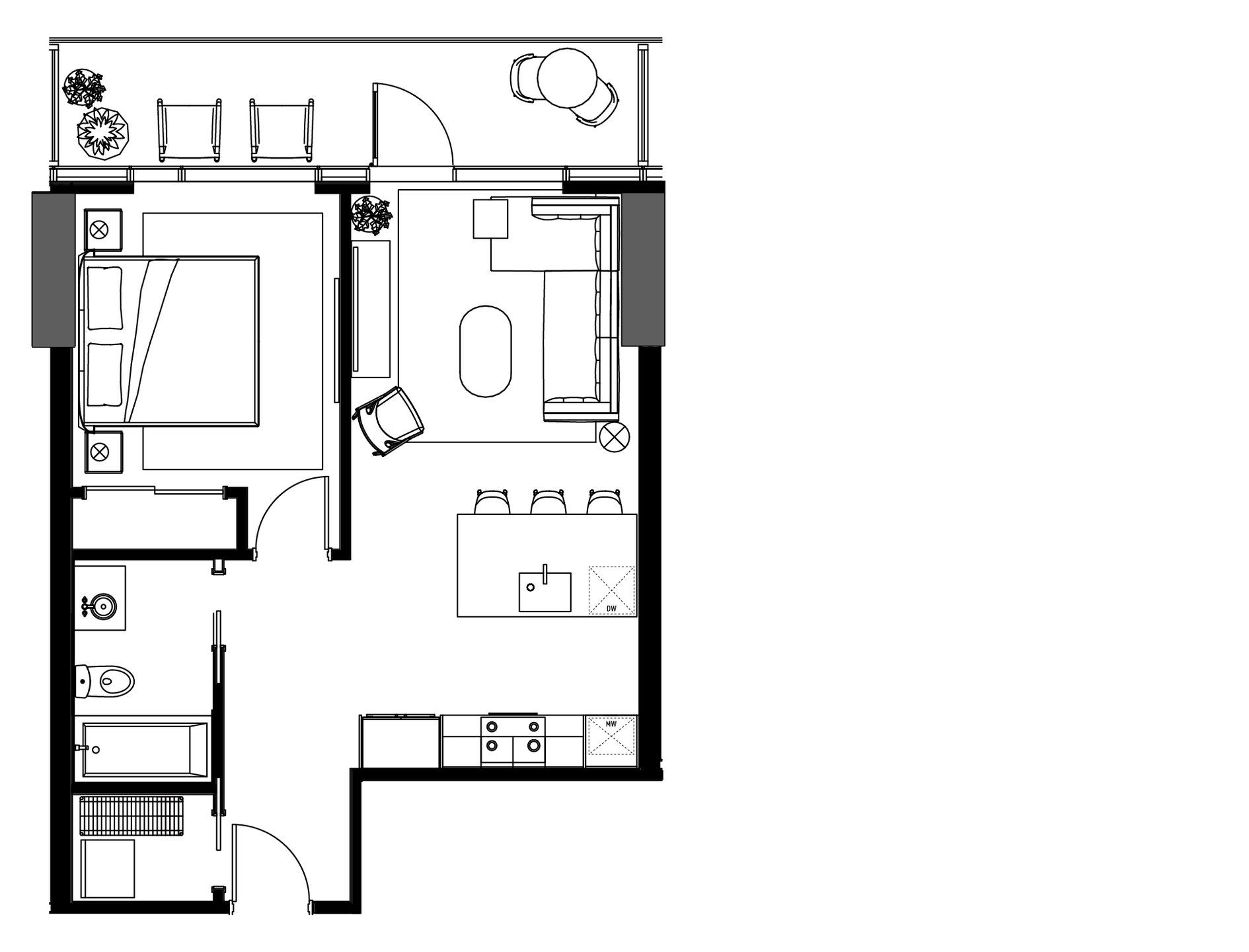2D floor plan layout for the A2 by Urbanspace Development in The Modern Austin Residences, Austin, TX (Image 1). 2D floor plan layout for the A2 by Urbanspace Development in The Modern Austin Residences, Austin, TX (Image 1).