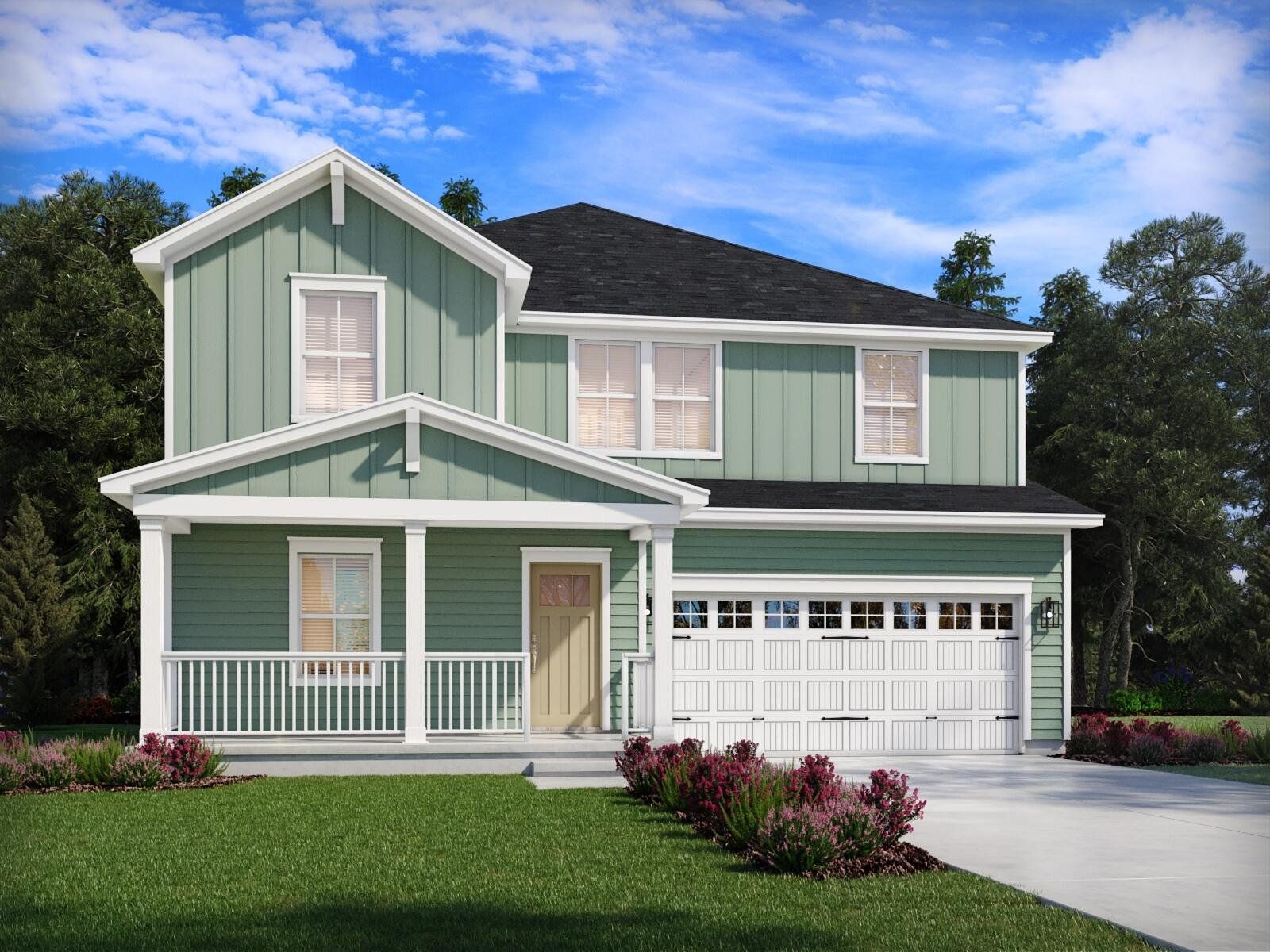 Front exterior of a new home in The Coves at Lakes of Cane Bay, Summerville, SC, highlighting curb appeal (Image 1). Front exterior of a new home in The Coves at Lakes of Cane Bay, Summerville, SC, highlighting curb appeal (Image 1).