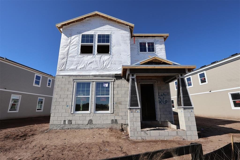 In-progress construction of a new home in Center Lake on the Park, St. Cloud, FL (Image 1). In-progress construction of a new home in Center Lake on the Park, St. Cloud, FL (Image 1).