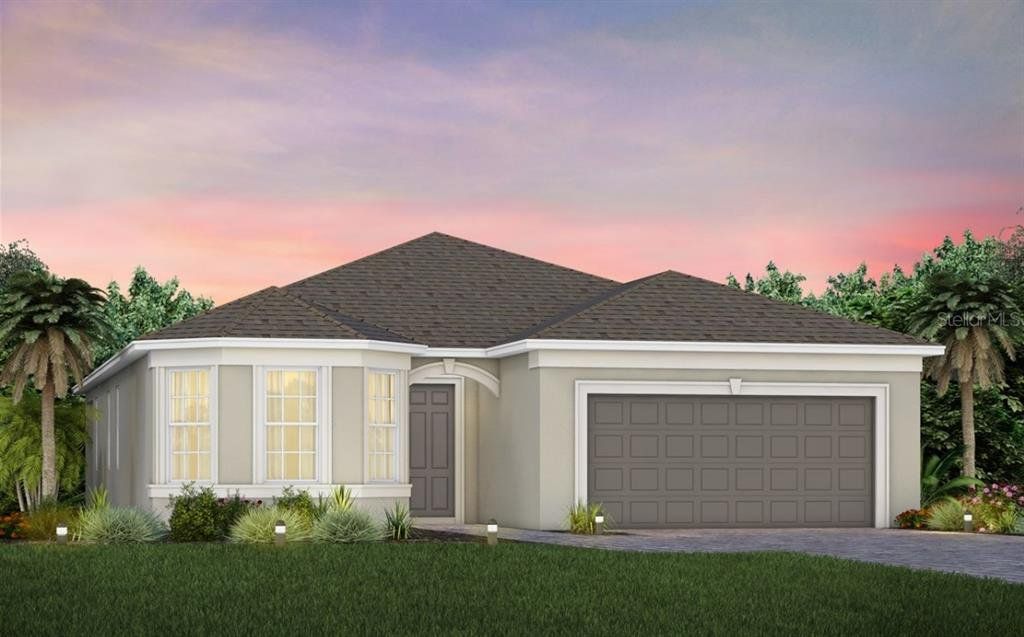Front exterior of a new home in Del Webb Sunbridge, St. Cloud, FL, highlighting curb appeal (Image 1). Front exterior of a new home in Del Webb Sunbridge, St. Cloud, FL, highlighting curb appeal (Image 1).