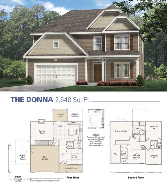 2D floor plan layout for the The Donna by Westan Homes in Ashcroft, Clayton, NC (Image 1).