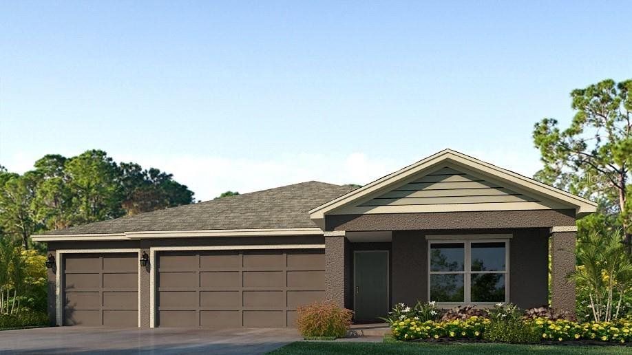 Front exterior of a new home in Oakfield Lakes, Parrish, FL, highlighting curb appeal (Image 1). Front exterior of a new home in Oakfield Lakes, Parrish, FL, highlighting curb appeal (Image 1).