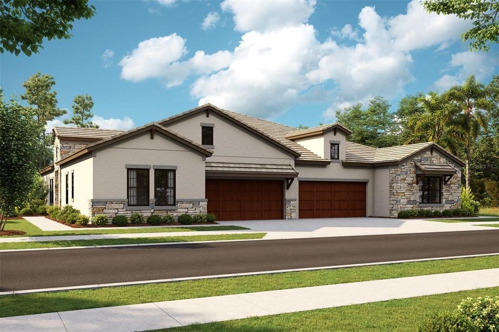 Front exterior of a new home in Two Rivers, Zephyrhills, FL, highlighting curb appeal (Image 1). Front exterior of a new home in Two Rivers, Zephyrhills, FL, highlighting curb appeal (Image 1).