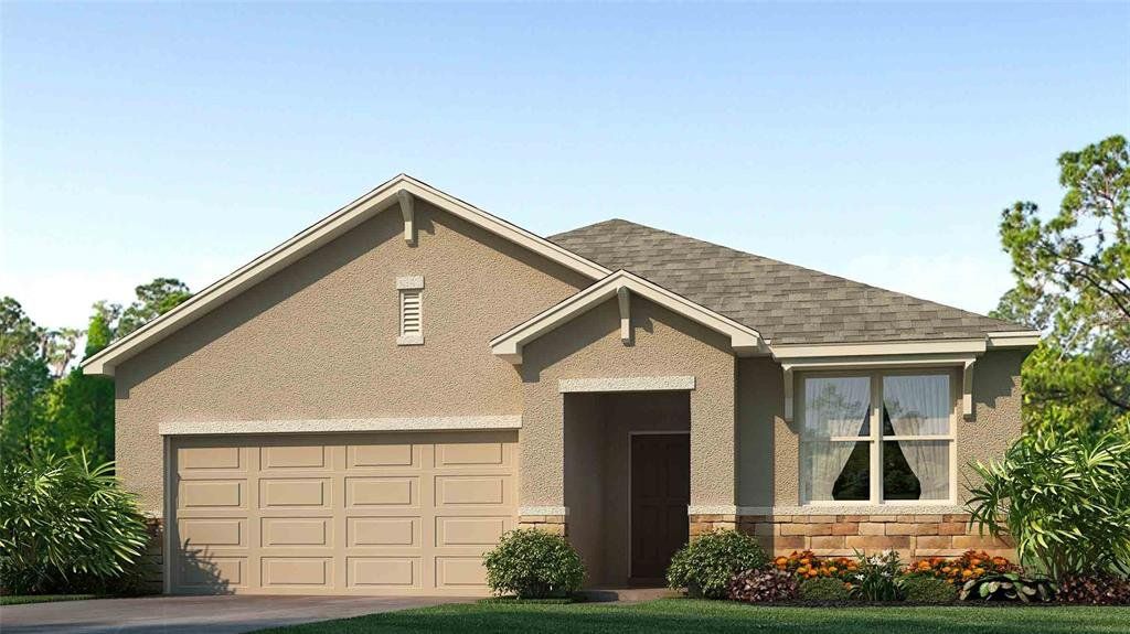 Front exterior of a new home in Abbott Park, Zephyrhills, FL, highlighting curb appeal (Image 1). Front exterior of a new home in Abbott Park, Zephyrhills, FL, highlighting curb appeal (Image 1).