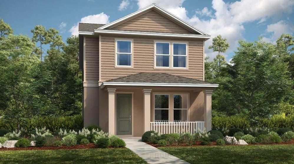 Front exterior of a new home in Harvest at Ovation, Winter Garden, FL, highlighting curb appeal (Image 1). Front exterior of a new home in Harvest at Ovation, Winter Garden, FL, highlighting curb appeal (Image 1).