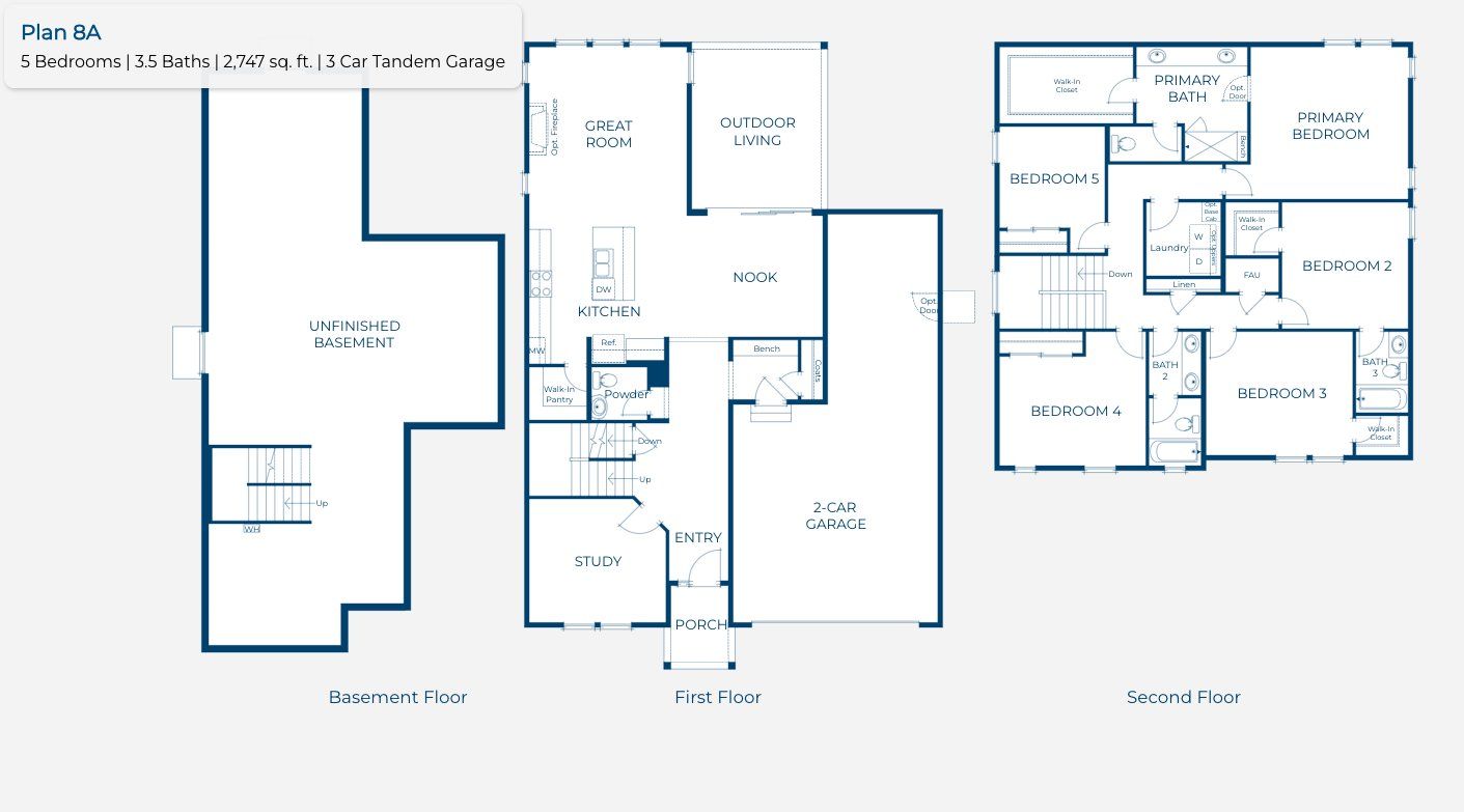 2D floor plan layout for the Plan 4008 by New Home Co. in The Manors Collection at Golden Overlook, Golden, CO (Image 1).