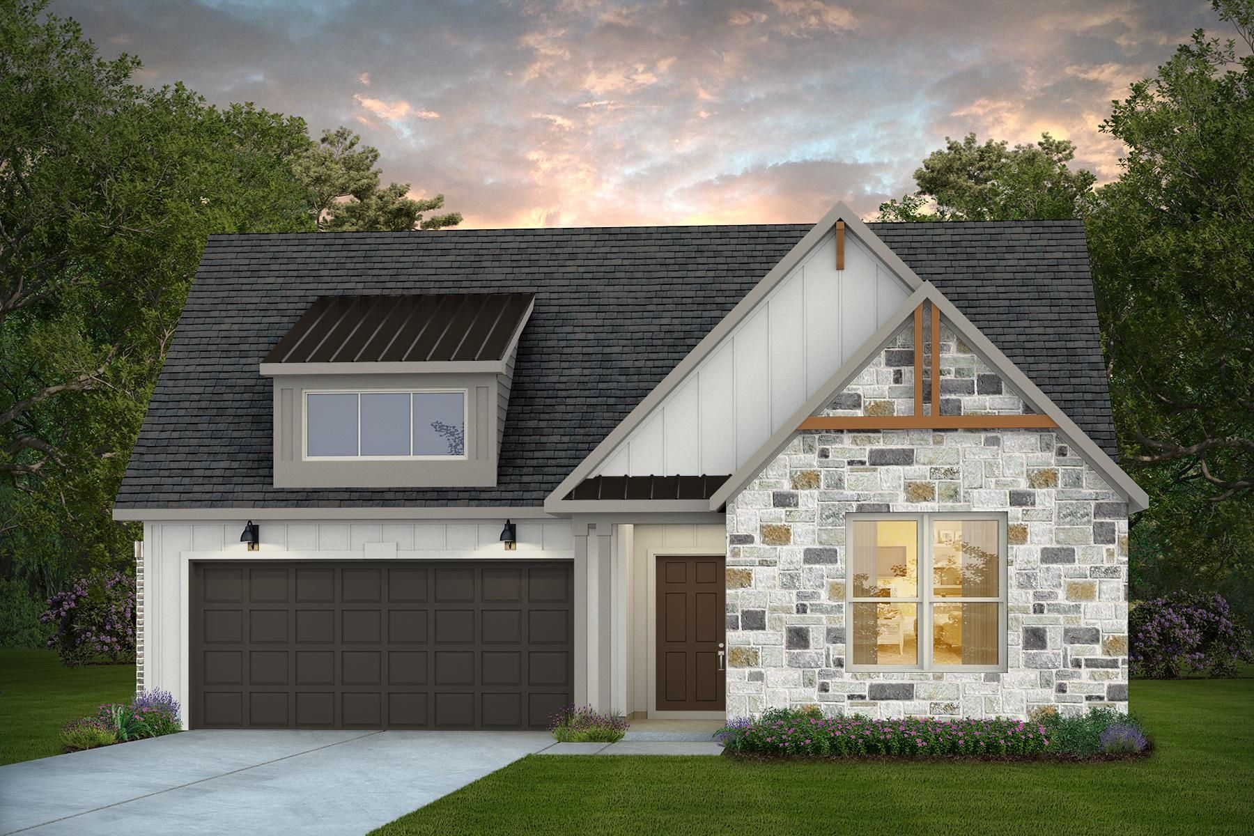 Front exterior of a new home in Corley Farms, Boerne, TX, highlighting curb appeal (Image 1). Front exterior of a new home in Corley Farms, Boerne, TX, highlighting curb appeal (Image 1).