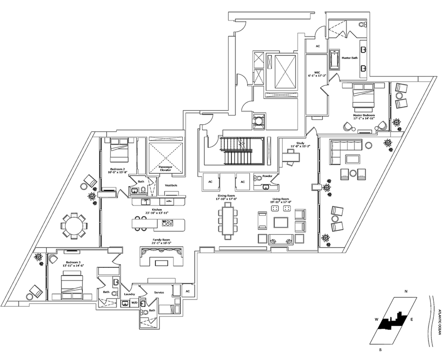 2D floor plan layout for the Model D5 by Fortune International Group in Jade Signature, Sunny Isles Beach, FL (Image 1).
