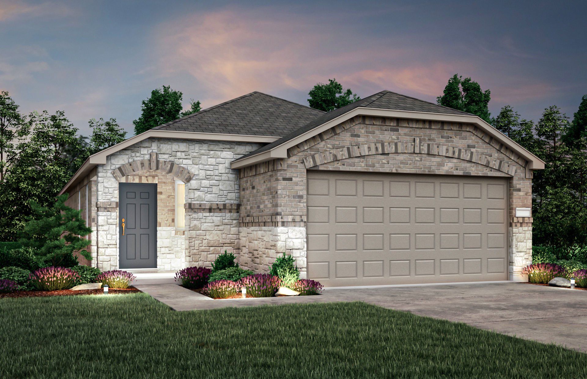 Front exterior of a new home in Mavera, Conroe, TX, highlighting curb appeal (Image 1). Front exterior of a new home in Mavera, Conroe, TX, highlighting curb appeal (Image 1).
