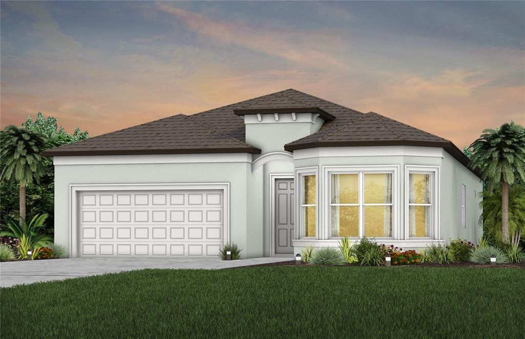 Front exterior of a new home in Del Webb Stone Creek, Ocala, FL, highlighting curb appeal (Image 1). Front exterior of a new home in Del Webb Stone Creek, Ocala, FL, highlighting curb appeal (Image 1).
