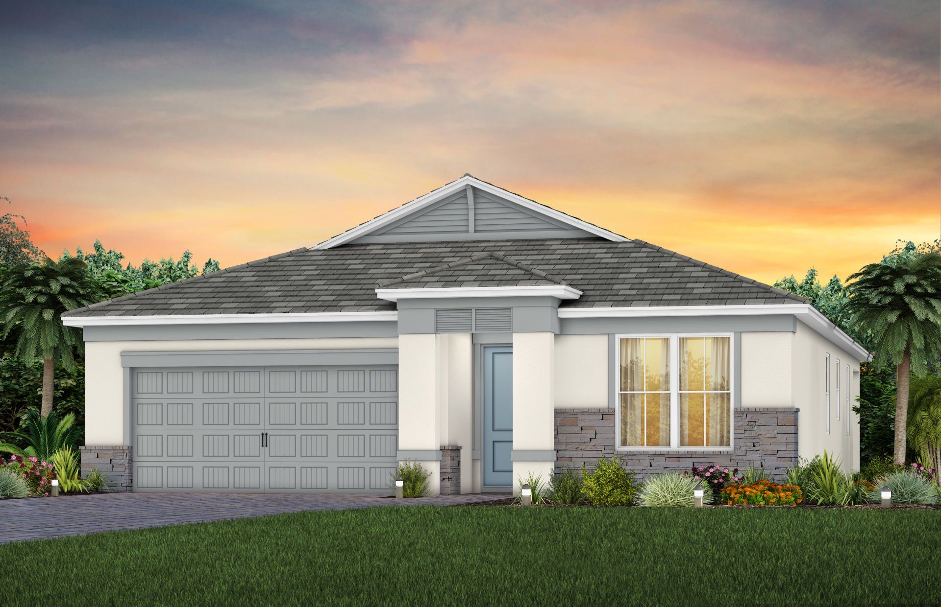 Front exterior of a new home in Harbor Isle, Vero Beach, FL, highlighting curb appeal (Image 1). Front exterior of a new home in Harbor Isle, Vero Beach, FL, highlighting curb appeal (Image 1).
