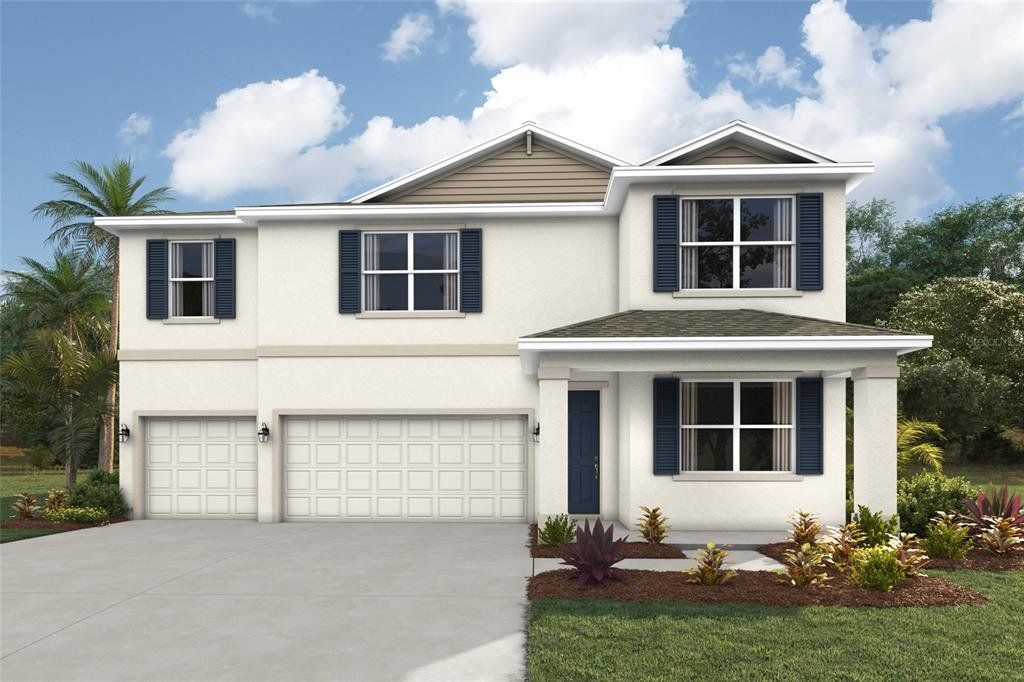 Front exterior of a new home in Coddington, Bradenton, FL, highlighting curb appeal (Image 1). Front exterior of a new home in Coddington, Bradenton, FL, highlighting curb appeal (Image 1).