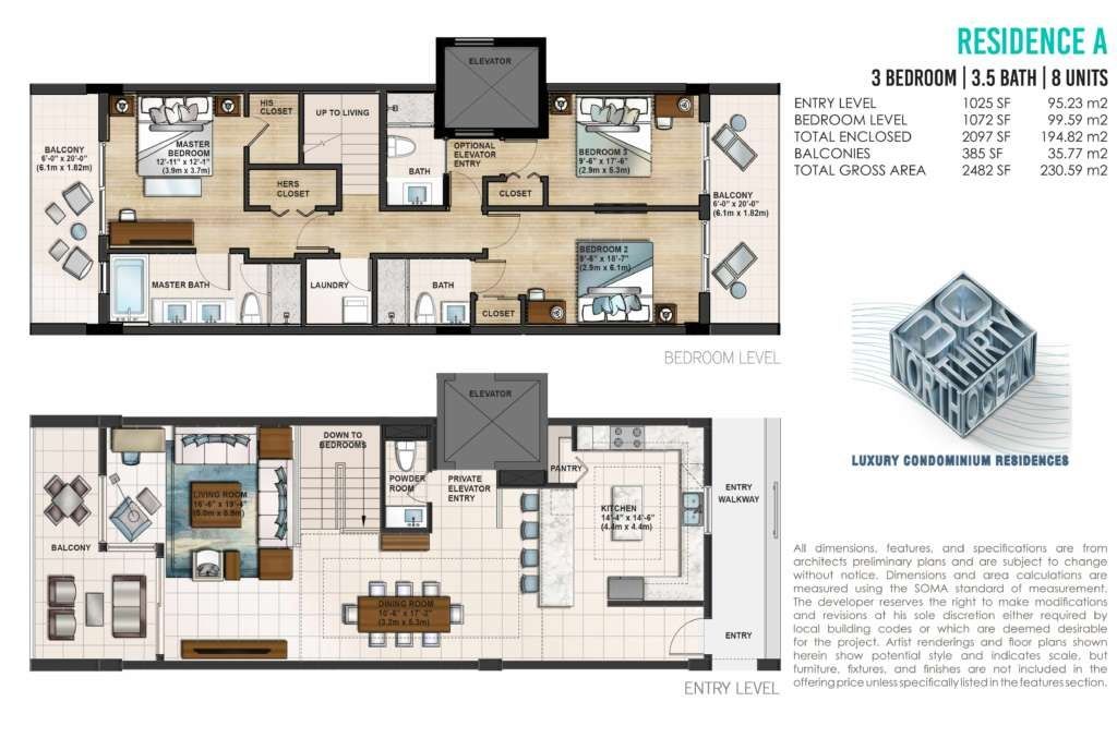 2D floor plan layout for the Residence A by Cavache Properties in 30 Thirty North Ocean, Fort Lauderdale, FL (Image 1). 2D floor plan layout for the Residence A by Cavache Properties in 30 Thirty North Ocean, Fort Lauderdale, FL (Image 1).
