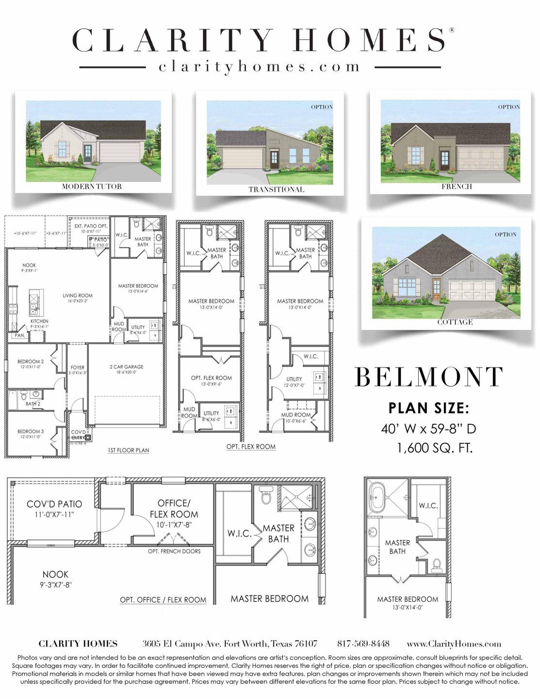 2D floor plan layout for the Belmont by Clarity Homes in Courts of Bonnie Brae, Denton, TX (Image 1). 2D floor plan layout for the Belmont by Clarity Homes in Courts of Bonnie Brae, Denton, TX (Image 1).