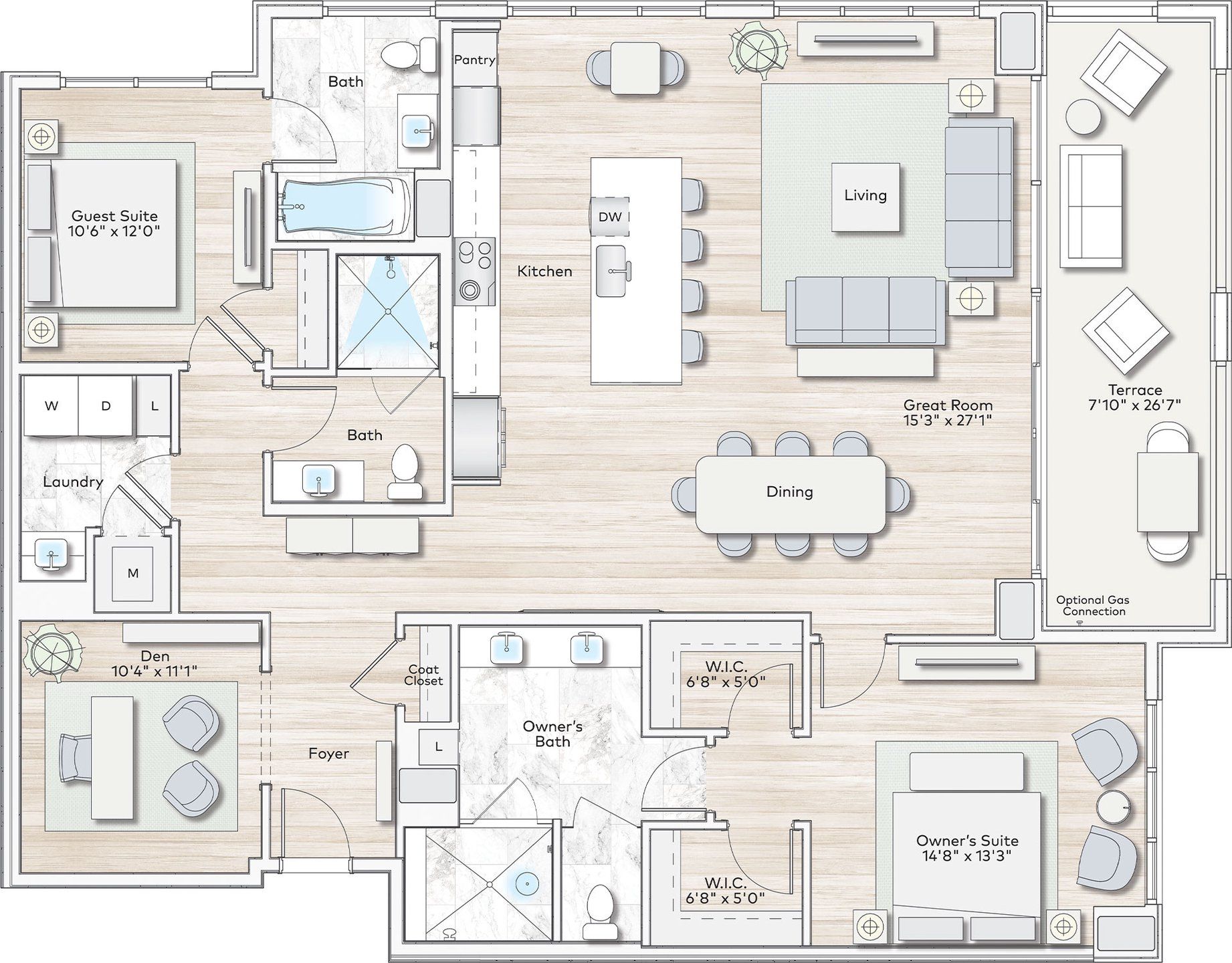 2D floor plan layout for the Vista 2 by Kolter Urban in The Dillon Buckhead, Atlanta, GA (Image 1).