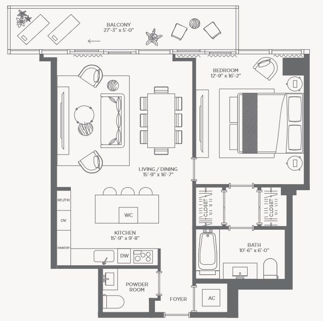 2D floor plan layout for the RESIDENCE 05C by Terra Group in The WELL Bay Harbor Islands, Bay Harbor Islands, FL (Image 1). 2D floor plan layout for the RESIDENCE 05C by Terra Group in The WELL Bay Harbor Islands, Bay Harbor Islands, FL (Image 1).