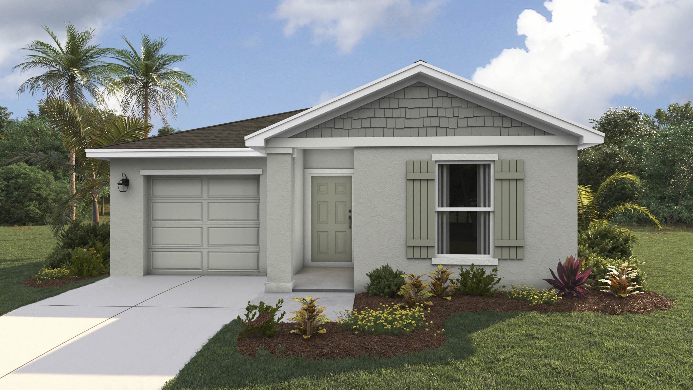 Front exterior of a new home in Oakfield Lakes, Parrish, FL, highlighting curb appeal (Image 1). Front exterior of a new home in Oakfield Lakes, Parrish, FL, highlighting curb appeal (Image 1).