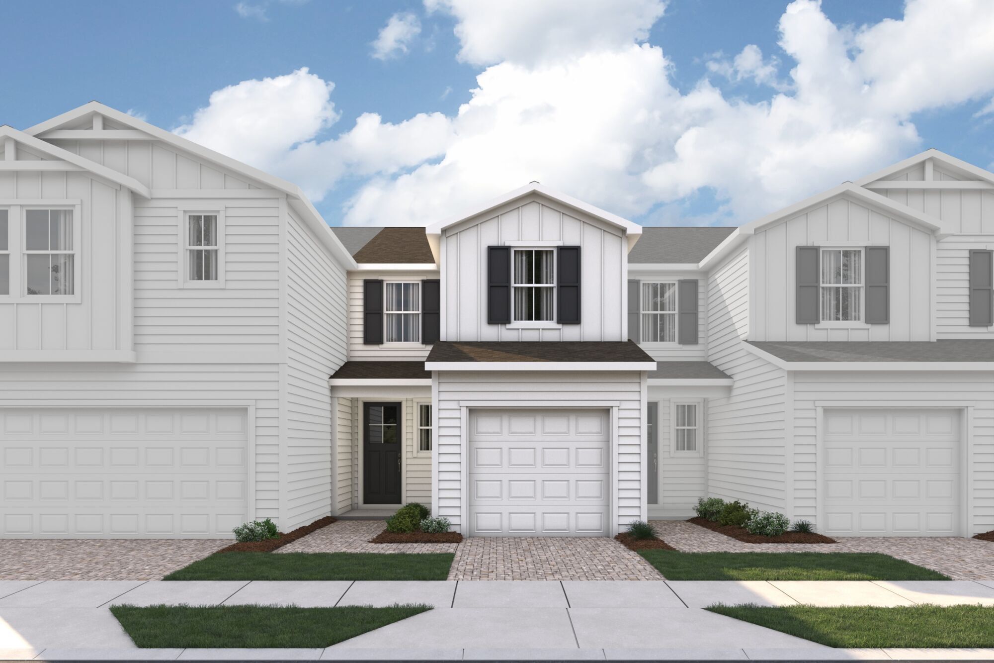 Front exterior of a new home in RiverTown, St. Johns, FL, highlighting curb appeal (Image 1). Front exterior of a new home in RiverTown, St. Johns, FL, highlighting curb appeal (Image 1).