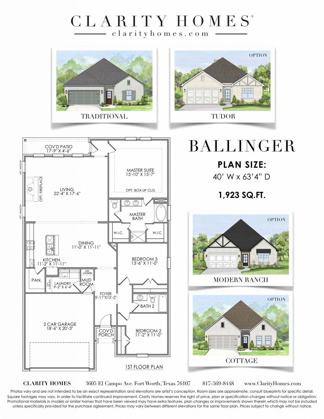 2D floor plan layout for the Ballinger by Clarity Homes in Wildcat Ridge, Godley, TX (Image 1). 2D floor plan layout for the Ballinger by Clarity Homes in Wildcat Ridge, Godley, TX (Image 1).