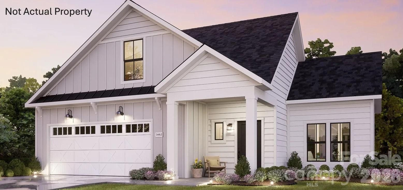 Front exterior of a new home in , Huntersville, NC, highlighting curb appeal (Image 1). Front exterior of a new home in , Huntersville, NC, highlighting curb appeal (Image 1).