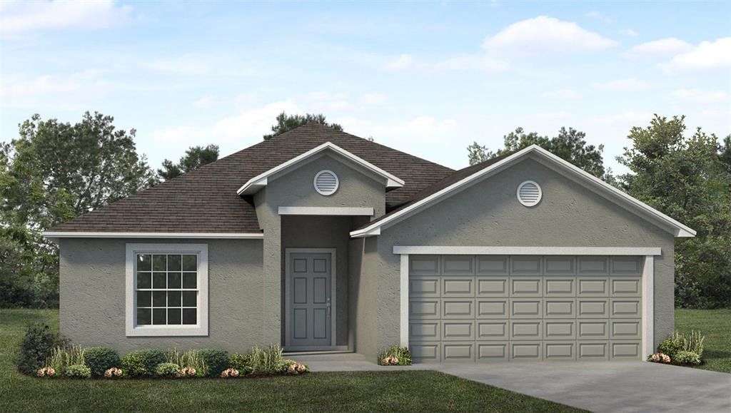 Front exterior of a new home in Sand Lake Groves, Bartow, FL, highlighting curb appeal (Image 1).