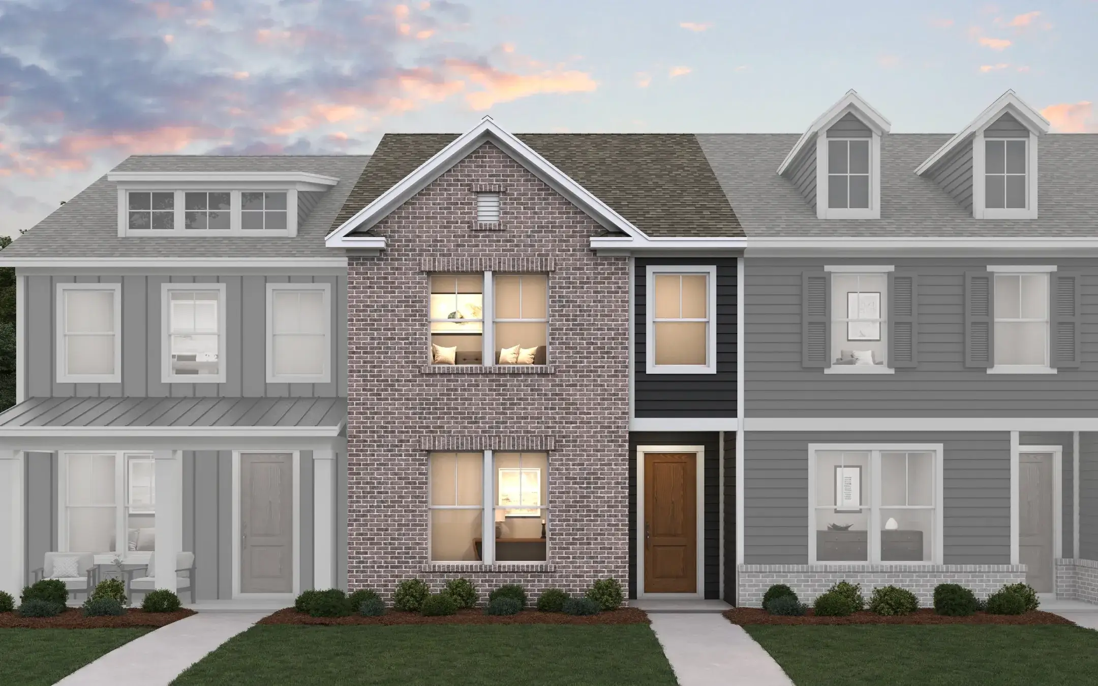 Front exterior of a new home in Shelton Grove, Murfreesboro, TN, highlighting curb appeal (Image 1). Front exterior of a new home in Shelton Grove, Murfreesboro, TN, highlighting curb appeal (Image 1).