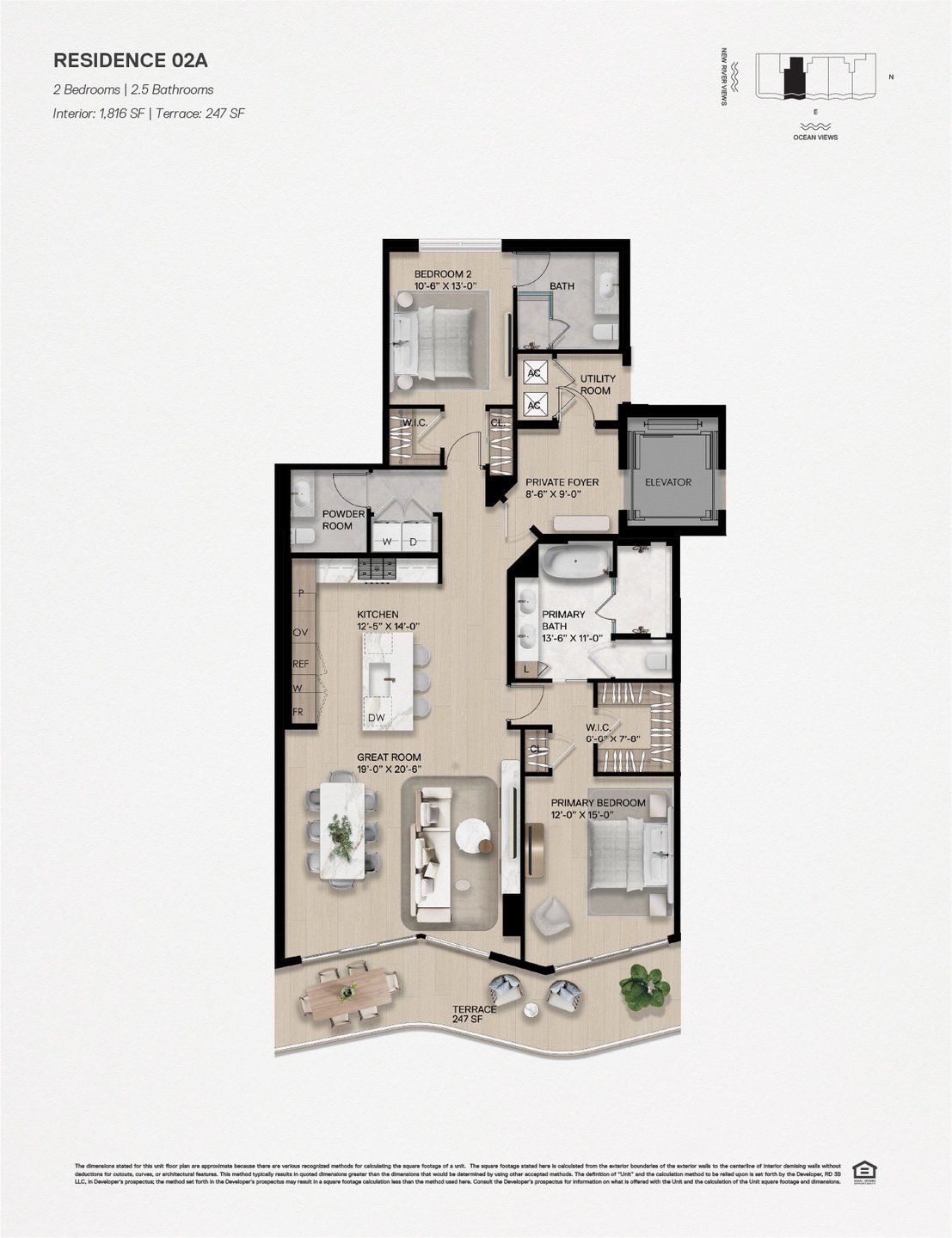 2D floor plan layout for the Residence 02A by Related Group in Andare Residences, Fort Lauderdale, FL (Image 1).