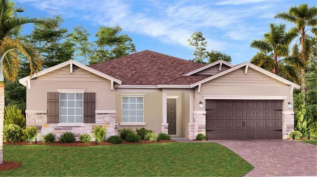 Front exterior of a new home in Rivington: Executive Collection, Debary, FL, highlighting curb appeal (Image 1).