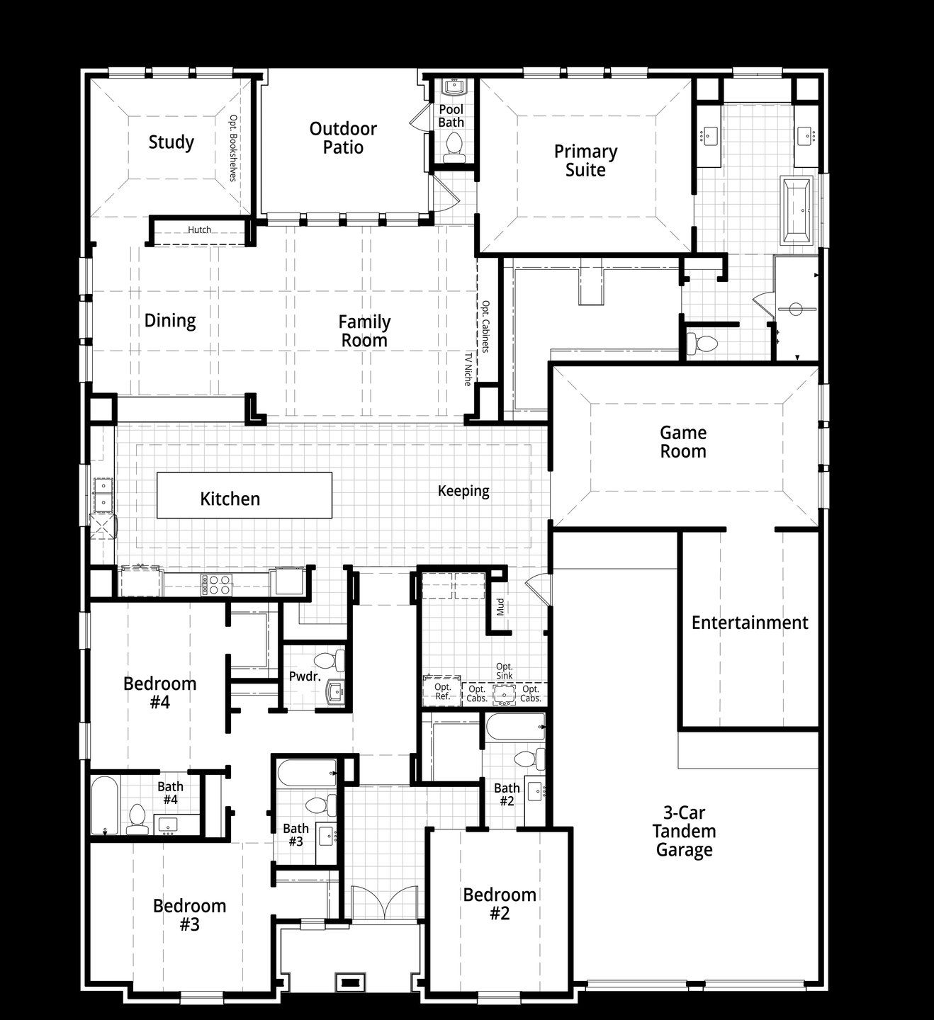 2D floor plan layout for the Treviso by Huntington Homes in Kresston 70s, Montgomery, TX (Image 1). 2D floor plan layout for the Treviso by Huntington Homes in Kresston 70s, Montgomery, TX (Image 1).