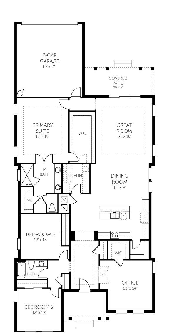 2D floor plan layout for the Bellwood - 50' Homesites by Dream Finders Homes in Laureate Park, Orlando, FL (Image 1). 2D floor plan layout for the Bellwood - 50' Homesites by Dream Finders Homes in Laureate Park, Orlando, FL (Image 1).