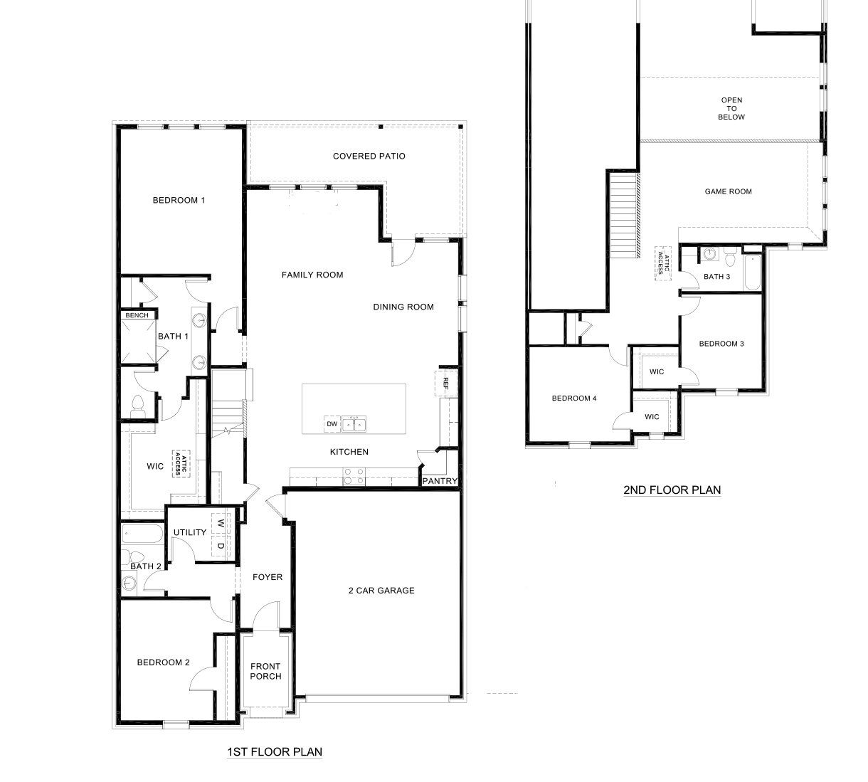 2D floor plan layout for the Bastrop by D.R. Horton in Woodcreek, Fate, TX (Image 1).