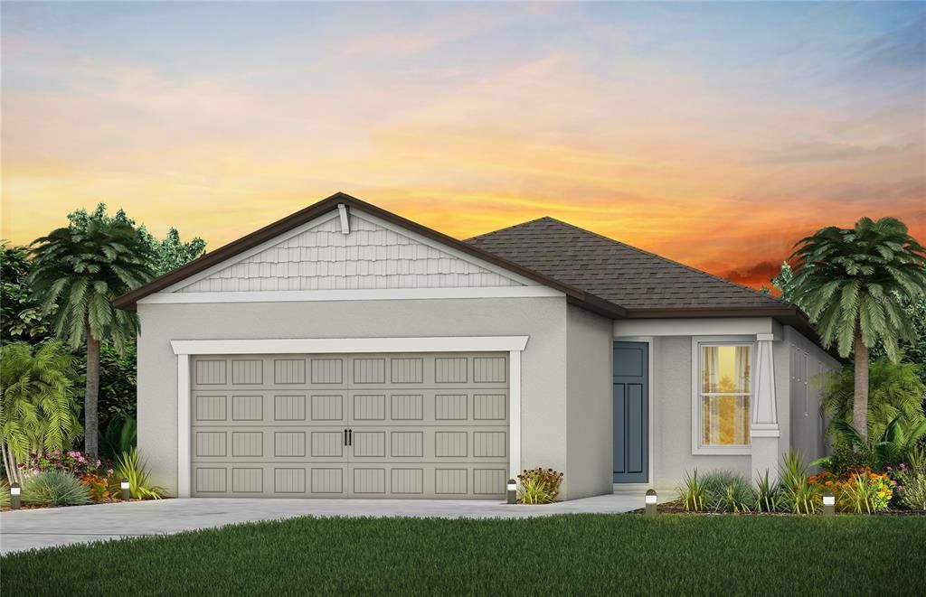 Front exterior of a new home in Del Webb Stone Creek, Ocala, FL, highlighting curb appeal (Image 1). Front exterior of a new home in Del Webb Stone Creek, Ocala, FL, highlighting curb appeal (Image 1).