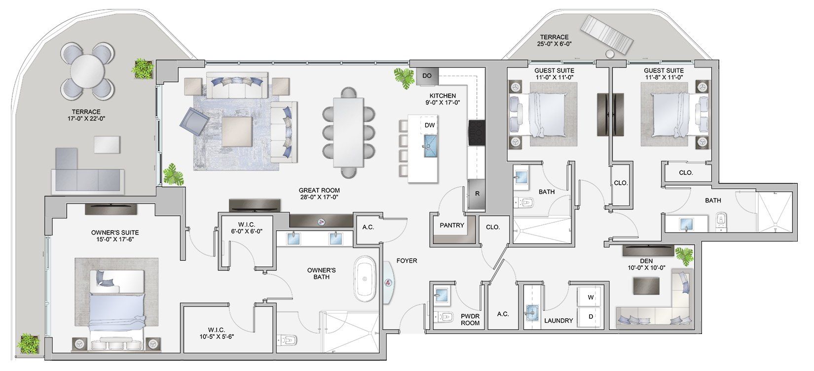 2D floor plan layout for the Residence A by Kolter Urban in ONE Tampa, Tampa, FL (Image 1). 2D floor plan layout for the Residence A by Kolter Urban in ONE Tampa, Tampa, FL (Image 1).
