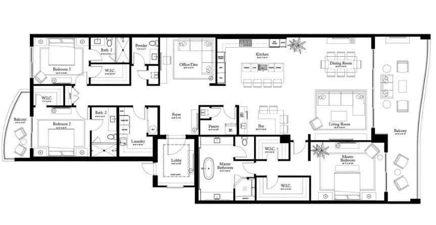 2D floor plan layout for the PLAN G (Line 09 / 11 / 15) by Catalfumo Companies in The Ritz-Carlton Residences, Palm Beach Gardens, FL (Image 1).