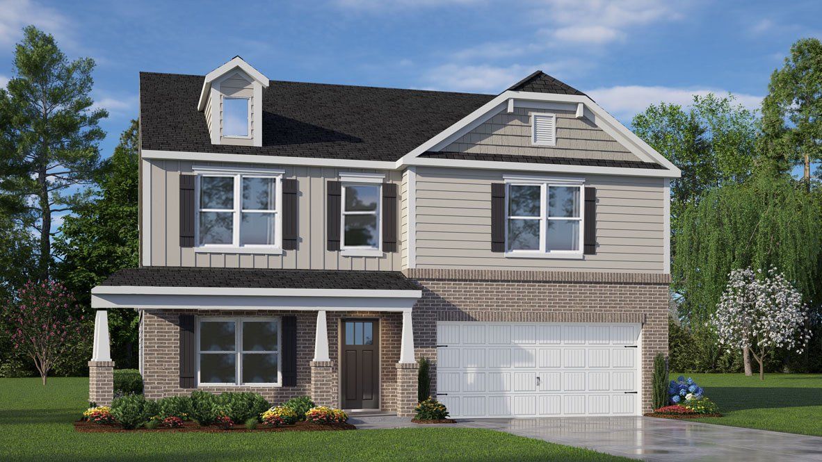 Front exterior of a new home in Anderson Farm, Wendell, NC, highlighting curb appeal (Image 1). Front exterior of a new home in Anderson Farm, Wendell, NC, highlighting curb appeal (Image 1).