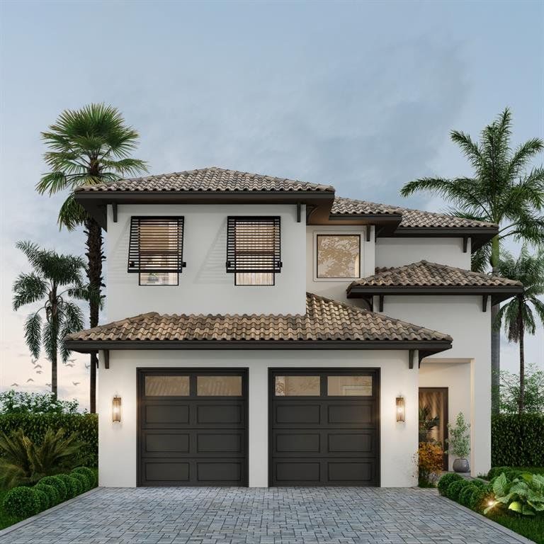 Front exterior of a new home in Bella Collina, Montverde, FL, highlighting curb appeal (Image 1). Front exterior of a new home in Bella Collina, Montverde, FL, highlighting curb appeal (Image 1).