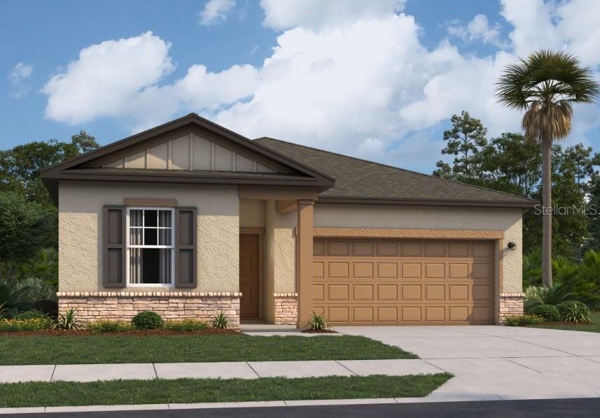 Front exterior of a new home in Hawks Run, Kissimmee, FL, highlighting curb appeal (Image 1). Front exterior of a new home in Hawks Run, Kissimmee, FL, highlighting curb appeal (Image 1).