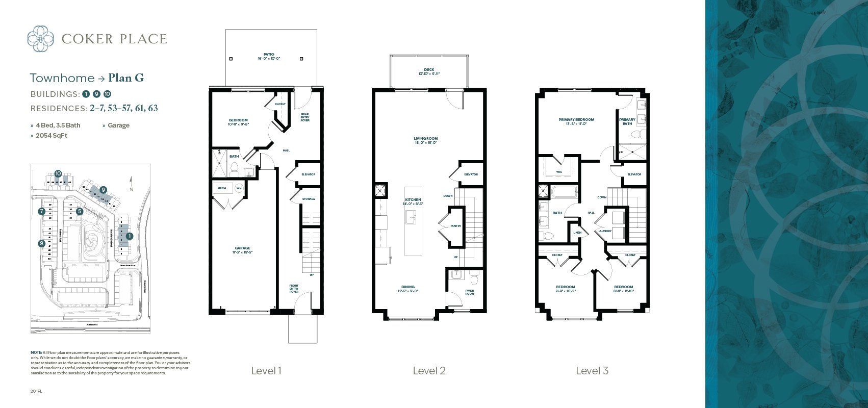 2D floor plan layout for the Plan G by Lock7 Development in Coker Place, Chapel Hill, NC (Image 1).