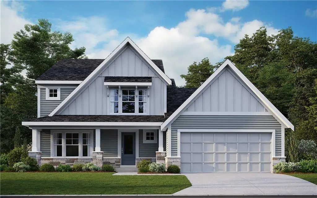 Front exterior of a new home in Twin Lakes, Hoschton, GA, highlighting curb appeal (Image 1). Front exterior of a new home in Twin Lakes, Hoschton, GA, highlighting curb appeal (Image 1).